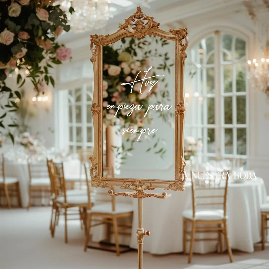 Bienvenidos A Nuestra Boda Mirror Decal Bilingual Wedding Welcome Sign Vinyl Sticker Spanish English Wedding Mirror Label Black or White Twentynine Luxury