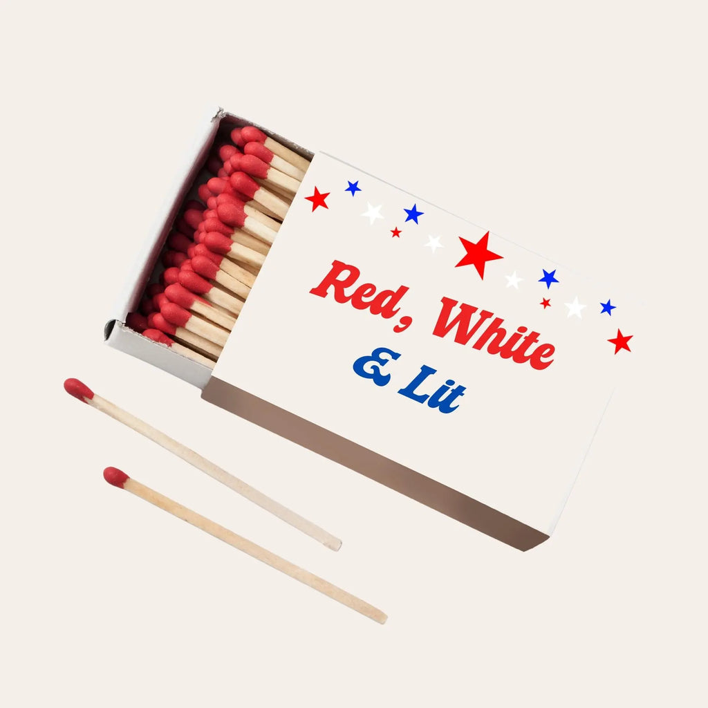 Red White & Lit Matchbox Patriotic Party Favors, Fourth of July Matches, Memorial Day Decor, BBQ and Bonfire Accessories Twentynine Luxury